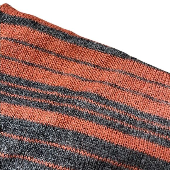 SOL ALPACA Fringe Poncho Orange Gray One Size - Picture 4 of 8